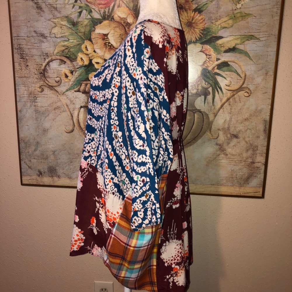 Sz XS/S Ivy Jane Floral & Plaid Patchwork Shirt - Picture 8 of 12